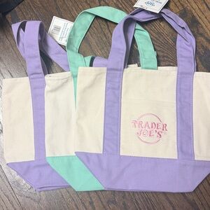 Trader Joe's Purple and Mint Canvas Tote